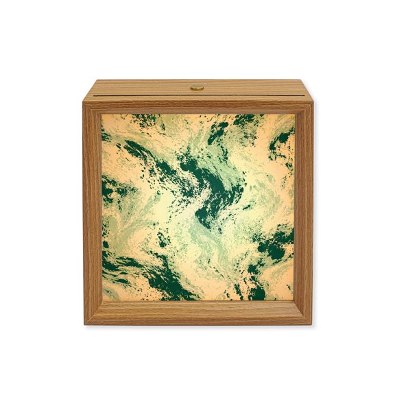 Wood Night Light Box Green Marble Swirls Wooden LED Night Lights with USB Rechargeable Dimmable Touch Square Table Light Modern Abstract Veins Wood Picture Frame Lamp for Bedside Desktop Display