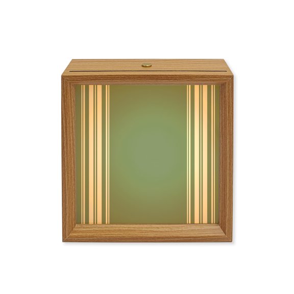 Wood Night Light Box Green Striped Wooden LED Night Lights with USB Rechargeable Dimmable Touch Square Table Light Stripes Wood Picture Frame Lamp for Bedside Desktop Display Home Decor