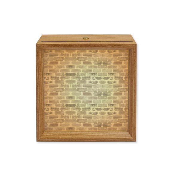 Wood Night Light Box Grey Bricks Walls Wooden LED Night Lights with USB Rechargeable Dimmable Touch Square Table Light Retro Art Wood Picture Frame Lamp for Bedside Desktop Display Home Decor