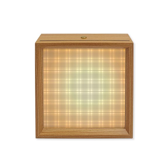 Wood Night Light Box Grey Buffalo Plaid Wooden LED Night Lights with USB Rechargeable Dimmable Touch Square Table Light Classic Checked Wood Picture Frame Lamp for Bedside Desktop Display Home Decor