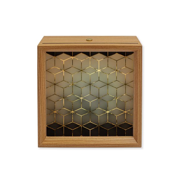 Wood Night Light Box Grey Geometric Wooden LED Night Lights with USB Rechargeable Dimmable Touch Square Table Light Ombre Abstract Art Wood Picture Frame Lamp for Bedside Desktop Display Home Decor