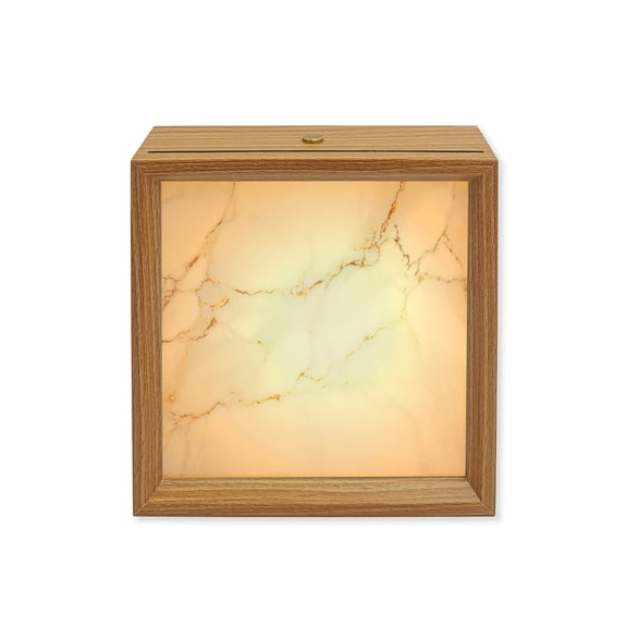 Wood Night Light Box Grey Marble Wooden LED Night Lights with USB Rechargeable Dimmable Touch Square Table Light Ombre Abstract Art Wood Picture Frame Lamp for Bedside Desktop Display Home Decor