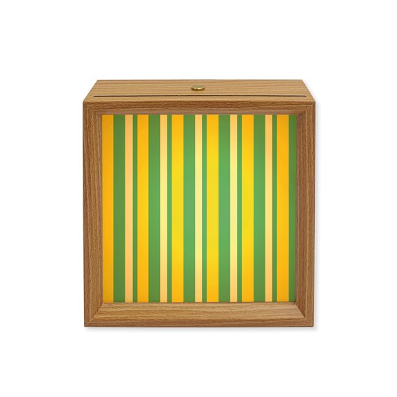 Wood Night Light Box Lemon Yellow Green Stripes Wooden LED Night Lights with USB Rechargeable Dimmable Touch Square Table Light Vertical Striped Wood Picture Frame Lamp for Bedside Desktop Display