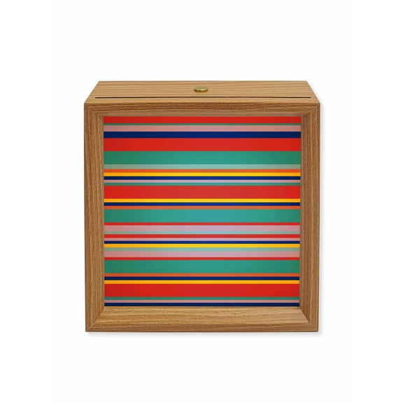 Wood Night Light Box Mexican Serape Colorful Stripes Wooden LED Night Lights with USB Rechargeable Dimmable Touch Square Table Light Boho Style Striped Wood Picture Frame Lamp for Desktop Display