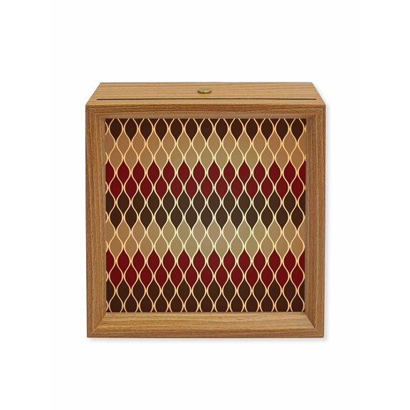Wood Night Light Box Mid Century Abstract Art Wooden LED Night Lights with USB Rechargeable Dimmable Touch Table Light Symmetrical Geometric Brown Red Wood Picture Frame Lamp for Desktop Display