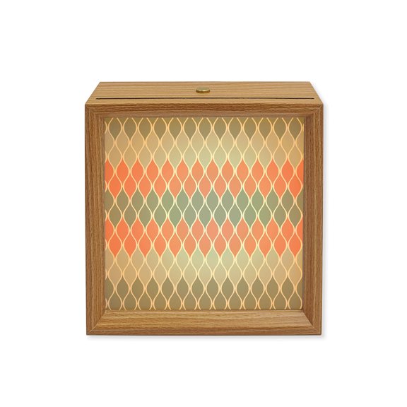 Wood Night Light Box Mid Century Abstract Art Wooden LED Night Lights with USB Rechargeable Dimmable Touch Table Light Symmetrical Geometric Ombre Grey Wood Picture Frame Lamp for Desktop Display