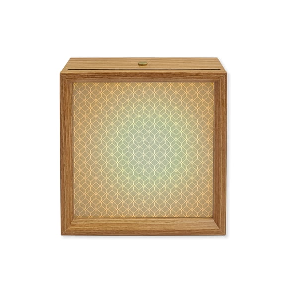 Wood Night Light Box Modern Geometric Wooden LED Night Lights with USB Rechargeable Dimmable Touch Square Table Light Grey Color Blocks Wood Picture Frame Lamp for Bedside Desktop Display Home Decor
