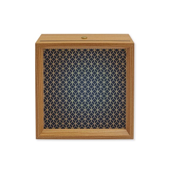 Wood Night Light Box Modern Geometric Wooden LED Night Lights with USB Rechargeable Dimmable Touch Square Table Light Navy Blue Color Blocks Wood Picture Frame Lamp for Bedside Desktop Display