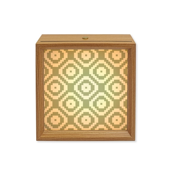 Wood Night Light Box Modern Geometric Wooden LED Night Lights with USB Rechargeable Dimmable Touch Square Table Light Sage Green Square Art Wood Picture Frame Lamp for Bedside Desktop Display