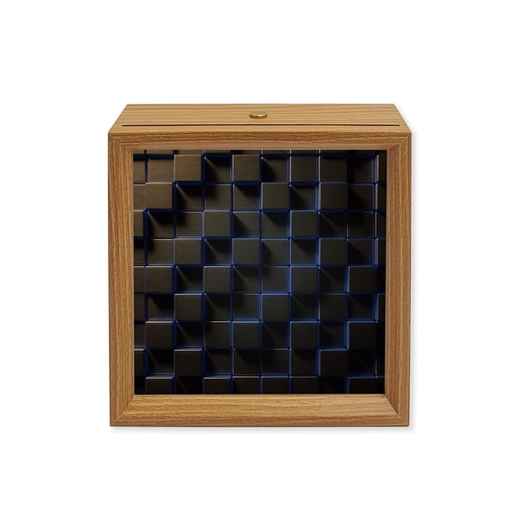 Wood Night Light Box Navy Blue Black Cubes Wooden LED Night Lights with USB Rechargeable Dimmable Touch Square Table Light Modern Artificial Wood Picture Frame Lamp for Bedside Desktop Display