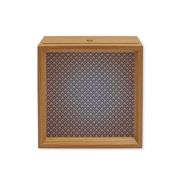 Wood Night Light Box Navy Blue Floral Plaid Wooden LED Night Lights with USB Rechargeable Dimmable Touch Square Table Light Vintage Mesh Grid Wood Picture Frame Lamp for Bedside Desktop Display