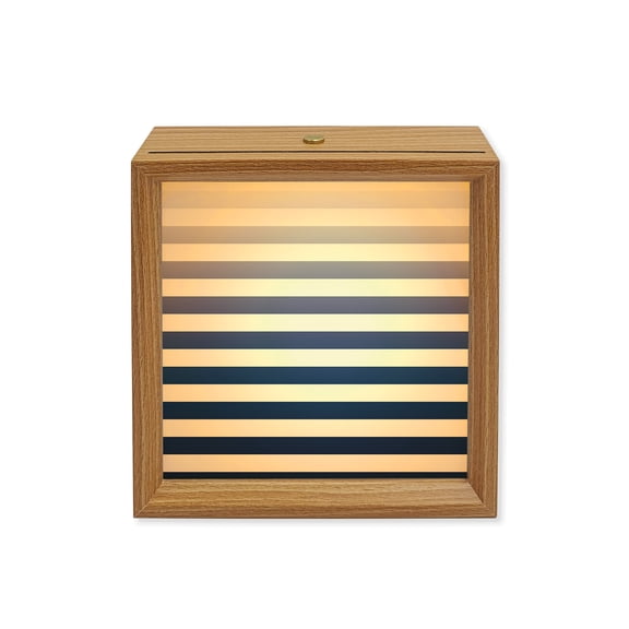Wood Night Light Box Navy Blue Ombre Gradual Color Wooden LED Night Lights with USB Rechargeable Dimmable Touch Square Table Light Gradient Stripes Wood Picture Frame Lamp for Desktop Display