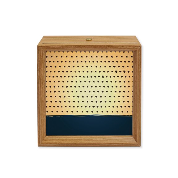 Wood Night Light Box Navy Blue Wooden LED Night Lights with USB Rechargeable Dimmable Touch Square Table Light Solid Color Dots Waves Wood Picture Frame Lamp for Bedside Desktop Display Home Decor