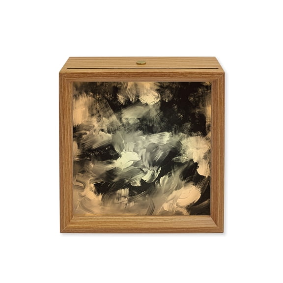 Wood Night Light Box Ombre Black Graffiti Wooden LED Night Lights with USB Rechargeable Dimmable Touch Square Table Light Abstract Modern Painting Wood Picture Frame Lamp for Bedside Desktop Display