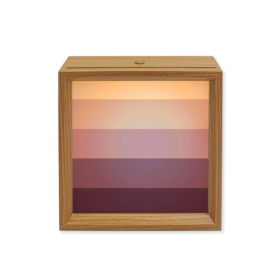 Wood Night Light Box Ombre Purple Stripes Wooden LED Night Lights with USB Rechargeable Dimmable Touch Square Table Light Gradient Color Wood Picture Frame Lamp for Bedside Desktop Display