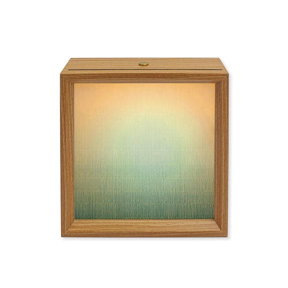 Wood Night Light Box Ombre Teal Blue Wooden LED Night Lights with USB Rechargeable Dimmable Touch Square Table Light Modern Gradient Color Wood Picture Frame Lamp for Bedside Desktop Display