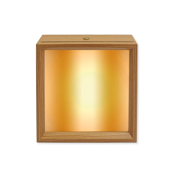 Wood Night Light Box Ombre White Yellow Wooden LED Night Lights with USB Rechargeable Dimmable Touch Square Table Light Gradient Color Wood Picture Frame Lamp for Bedside Desktop Display Home Decor