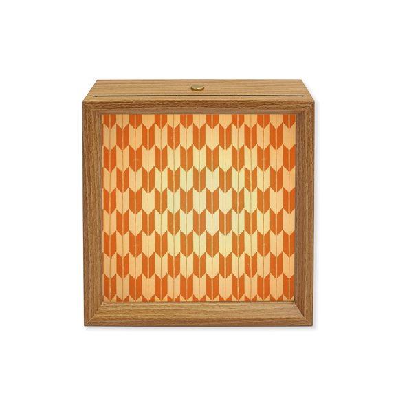 Wood Night Light Box Orange Arrow Patterns Wooden LED Night Lights with USB Rechargeable Dimmable Touch Square Table Light Abstract Geometric Lines Wood Picture Frame Lamp for Desktop Display