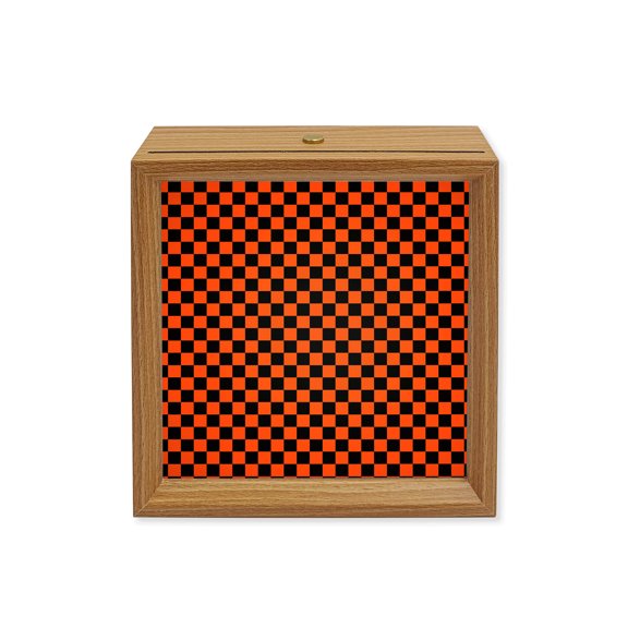Wood Night Light Box Orange Black Chessboard Wooden LED Night Lights with USB Rechargeable Dimmable Touch Square Table Light Square Blocks Plaid Wood Picture Frame Lamp for Bedside Desktop Display