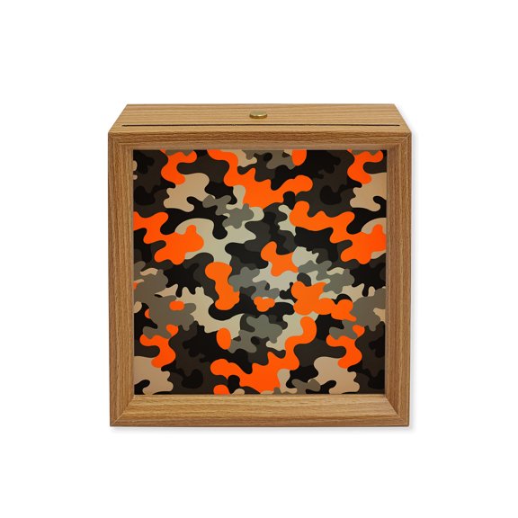 Wood Night Light Box Orange Black Could Wooden LED Night Lights with USB Rechargeable Dimmable Touch Square Table Light Modern Texture Wood Picture Frame Lamp for Bedside Desktop Display Home Decor