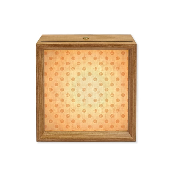 Wood Night Light Box Orange Polka Dots Wooden LED Night Lights with USB Rechargeable Dimmable Touch Square Table Light Modern Artistic Spots Wood Picture Frame Lamp for Bedside Desktop Display
