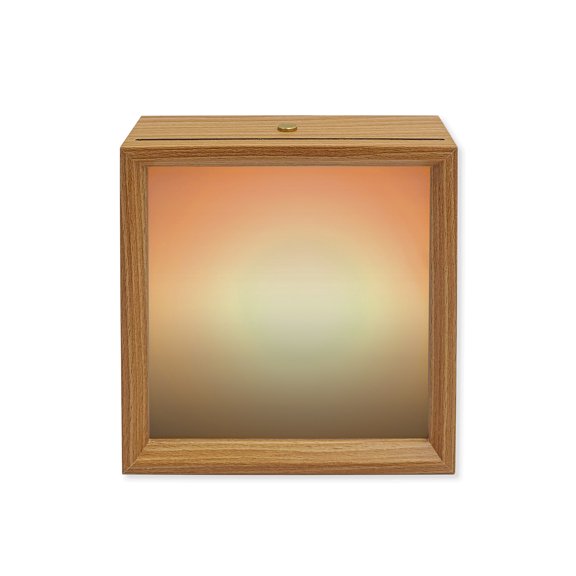 Wood Night Light Box Pink and Grey Ombre Wooden LED Night Lights with USB Rechargeable Dimmable Touch Square Table Light Gradient Gradual Color Wood Picture Frame Lamp for Bedside Desktop Display