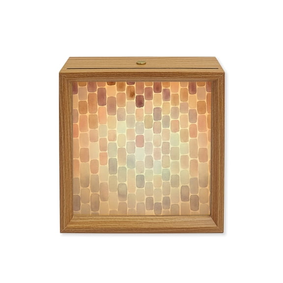 Wood Night Light Box Pink Mosaic Tiles Wooden LED Night Lights with USB Rechargeable Dimmable Touch Square Table Light Abstract Gradient Block Wood Picture Frame Lamp for Bedside Desktop Display