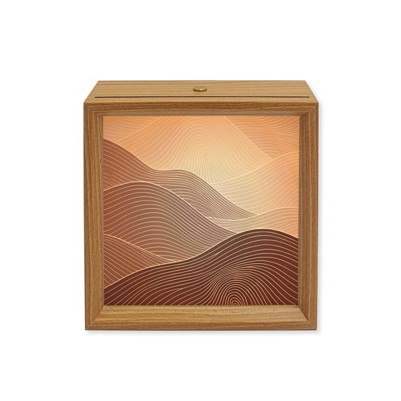 Wood Night Light Box Pink Mountain Ridges Wooden LED Night Lights with USB Rechargeable Dimmable Touch Square Table Light Topographic Lines Peaks Wood Picture Frame Lamp for Bedside Desktop Display