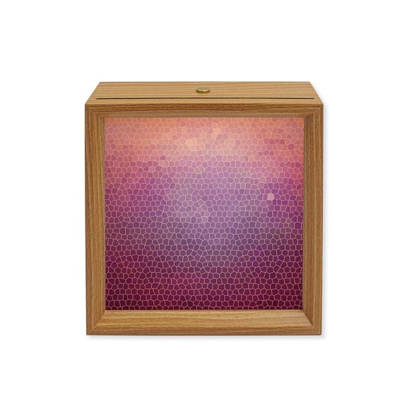 Wood Night Light Box Purple Hexagonal Tiles Wooden LED Night Lights with USB Rechargeable Dimmable Touch Square Table Light Gradient Honeycomb Wood Picture Frame Lamp for Bedside Desktop Display