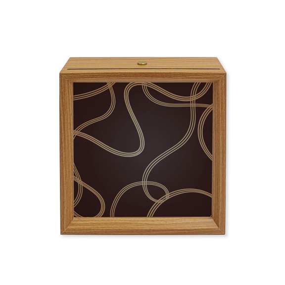 Wood Night Light Box Purple Swirling Ribbons Wooden LED Night Lights with USB Rechargeable Dimmable Touch Square Table Light Wavy Lines Abstract Tracks Wood Picture Frame Lamp for Desktop Display