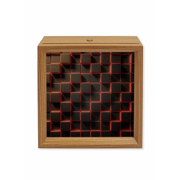 Wood Night Light Box Red Black Cubes Wooden LED Night Lights with USB Rechargeable Dimmable Touch Square Table Light Modern Artificial Wood Picture Frame Lamp for Bedside Desktop Display Home Decor