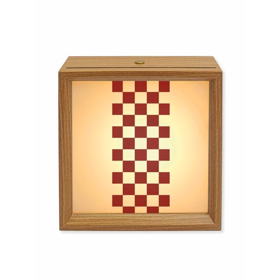 Wood Night Light Box Red Check Plaid Wooden LED Night Lights with USB Rechargeable Dimmable Touch Square Table Light Buffalo Farmhouse Style Pattern Wood Picture Frame Lamp for Desktop Display