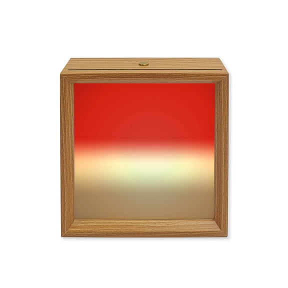 Wood Night Light Box Red and Grey Ombre Wooden LED Night Lights with USB Rechargeable Dimmable Touch Square Table Light Gradient Gradual Color Wood Picture Frame Lamp for Bedside Desktop Display