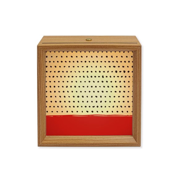 Wood Night Light Box Red Wooden LED Night Lights with USB Rechargeable Dimmable Touch Square Table Light Solid Color Dots Waves Wood Picture Frame Lamp for Bedside Desktop Display Home Decor