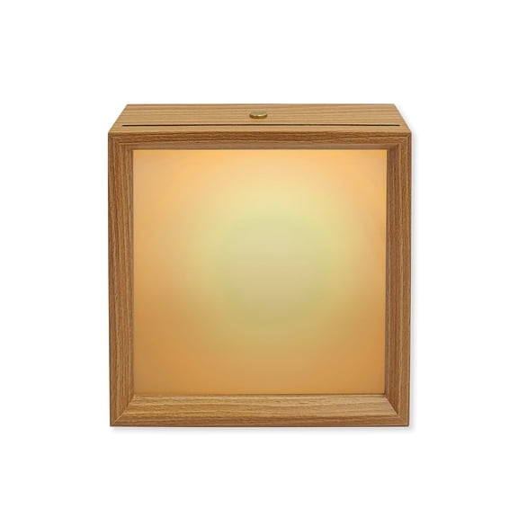 Wood Night Light Box Retro Yellow Ombre Wooden LED Night Lights with USB Rechargeable Dimmable Touch Square Table Light Gradient Gradual Color Wood Picture Frame Lamp for Bedside Desktop Display