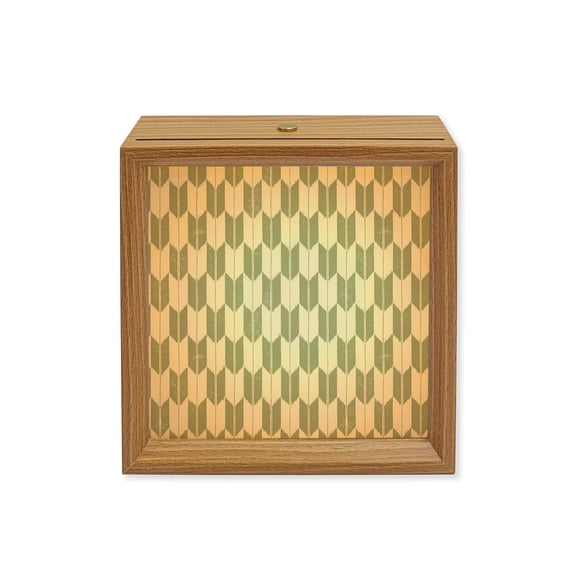 Wood Night Light Box Sage Arrow Patterns Wooden LED Night Lights with USB Rechargeable Dimmable Touch Square Table Light Abstract Geometric Lines Wood Picture Frame Lamp for Bedside Desktop Display