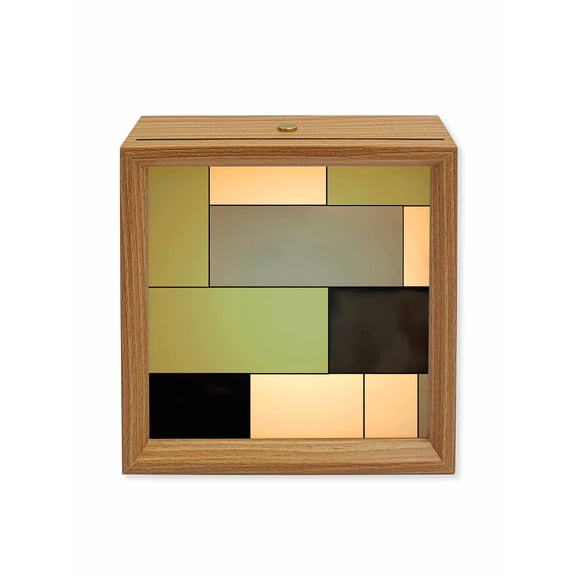 Wood Night Light Box Sage Green Blocks Wooden LED Night Lights with USB Rechargeable Dimmable Touch Square Table Light Geometric Abstract Art Wood Picture Frame Lamp for Bedside Desktop Display