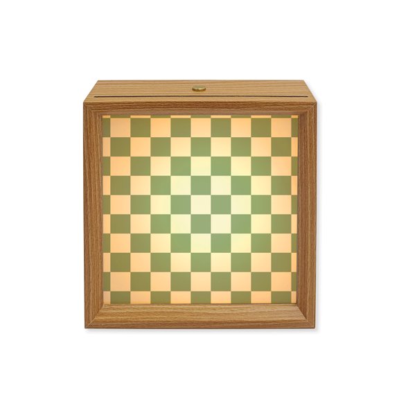 Wood Night Light Box Sage Green Checkerboard Wooden LED Night Lights with USB Rechargeable Dimmable Touch Square Table Light Classic Squares Plaid Wood Picture Frame Lamp for Bedside Desktop Display