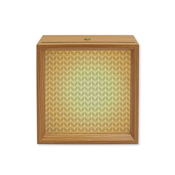 Wood Night Light Box Sage Green Geometric Waves Wooden LED Night Lights with USB Rechargeable Dimmable Touch Square Table Light Abstract Stripes Wood Picture Frame Lamp for Bedside Desktop Display