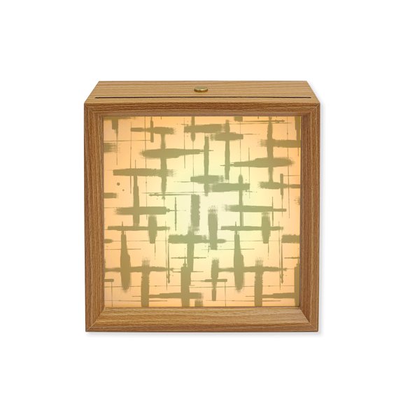 Wood Night Light Box Sage Green Graffiti Lines Wooden LED Night Lights with USB Rechargeable Dimmable Touch Square Table Light Abstract Grid Wood Picture Frame Lamp for Bedside Desktop Display