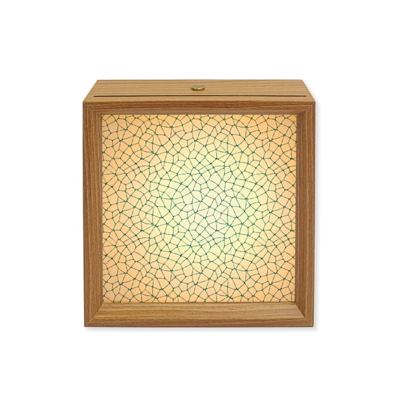 Wood Night Light Box Teal Blue Cracked Graphic Wooden LED Night Lights with USB Rechargeable Dimmable Touch Square Table Light Abstract Mosaic Network Wood Picture Frame Lamp for Desktop Display