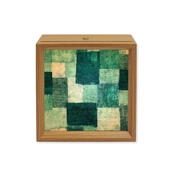 Wood Night Light Box Turquoise Blocks Wooden LED Night Lights with USB Rechargeable Dimmable Touch Square Table Light Modern Abstract Patchwork Wood Picture Frame Lamp for Bedside Desktop Display