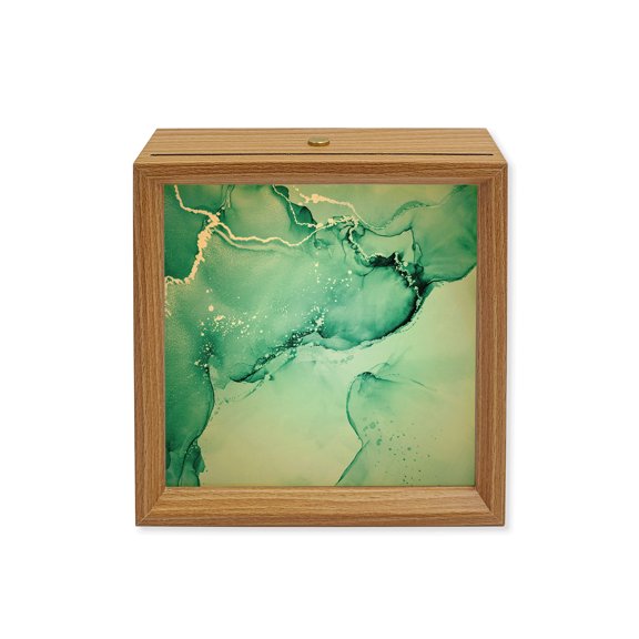 Wood Night Light Box Turquoise Marble Wooden LED Night Lights with USB Rechargeable Dimmable Touch Square Table Light Abstract Waves Cloud Wood Picture Frame Lamp for Bedside Desktop Display