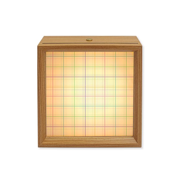 Wood Night Light Box White Buffalo Plaid Wooden LED Night Lights with USB Rechargeable Dimmable Touch Square Table Light Colorful Check Wood Picture Frame Lamp for Bedside Desktop Display Home Decor