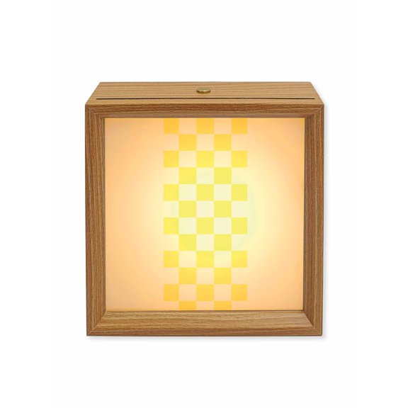 Wood Night Light Box Yellow Check Plaid Wooden LED Night Lights with USB Rechargeable Dimmable Touch Square Table Light Buffalo Farmhouse Style Pattern Wood Picture Frame Lamp for Desktop Display
