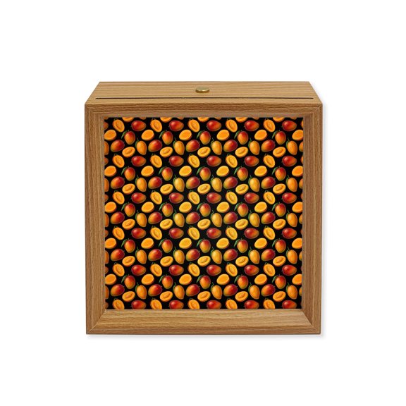 Wood Night Light Box Yellow Mangos Wooden LED Night Lights with USB Rechargeable Dimmable Touch Square Table Light Summer Tropical Fruit Wood Picture Frame Lamp for Bedside Desktop Display
