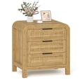 thumbnail image 1 of Wood Nightstand with 3 Storage Drawer, 21" Wide Night Stand with Curved Profile Design, Bedside End Table for Bedroom, Living Room, Closet (1, Natural Oak, 3 Drawer), 1 of 9