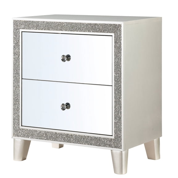 Wood Nightstand - Glam Design with Two Drawers - Bedroom Function - Combine Style and Usefulness