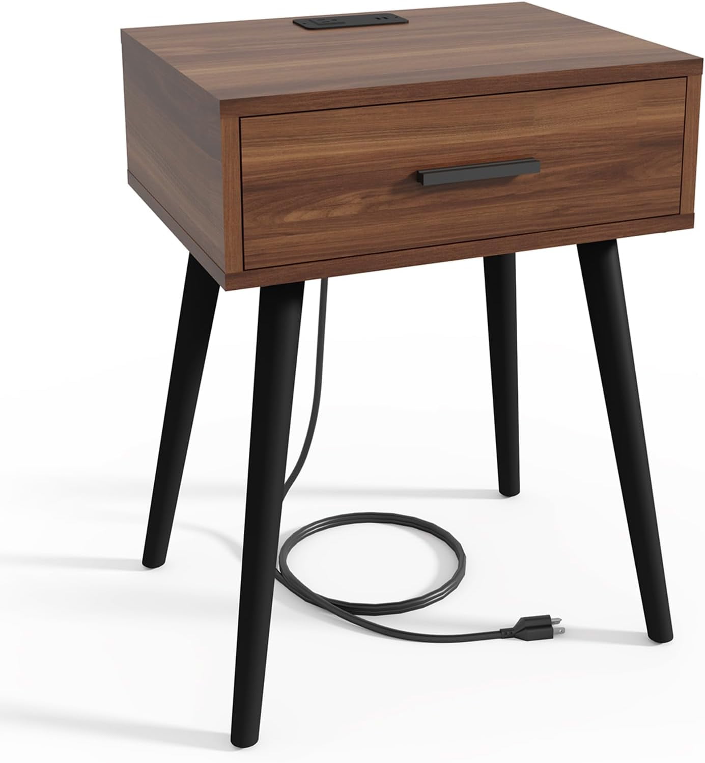 Wood Nightstand, HAIOOU Bedside Tables with Charging Station, USB Ports