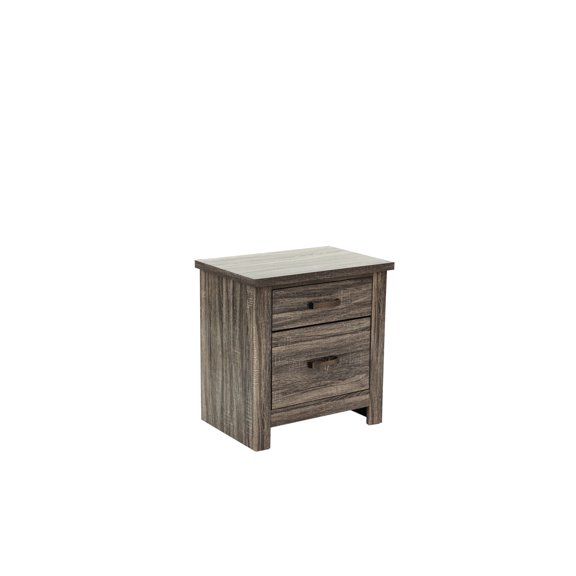 Wood Nightstand of Brown Gray / Bedside Alarm Clock / Stable Base